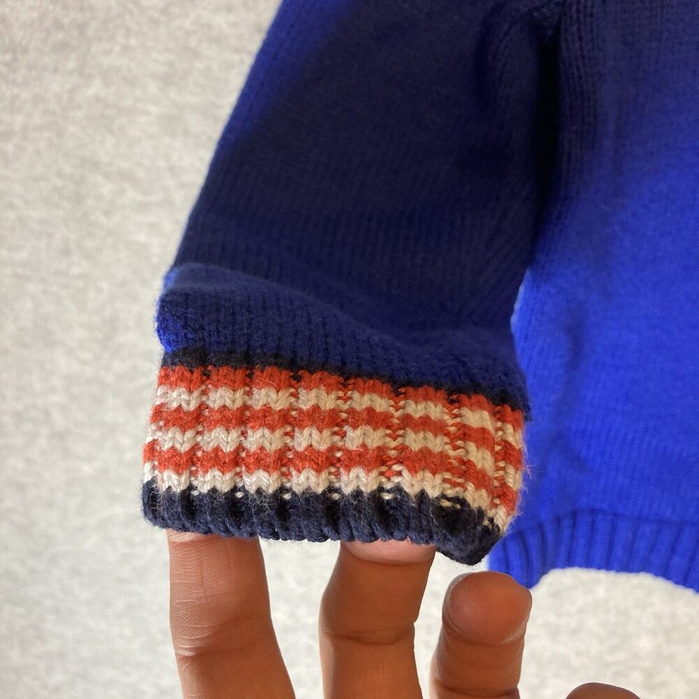 janie and jack Boys 2t Sweater Cotton Knit Royal Blue Stripe Coastal Preppy - Picture 4 of 7